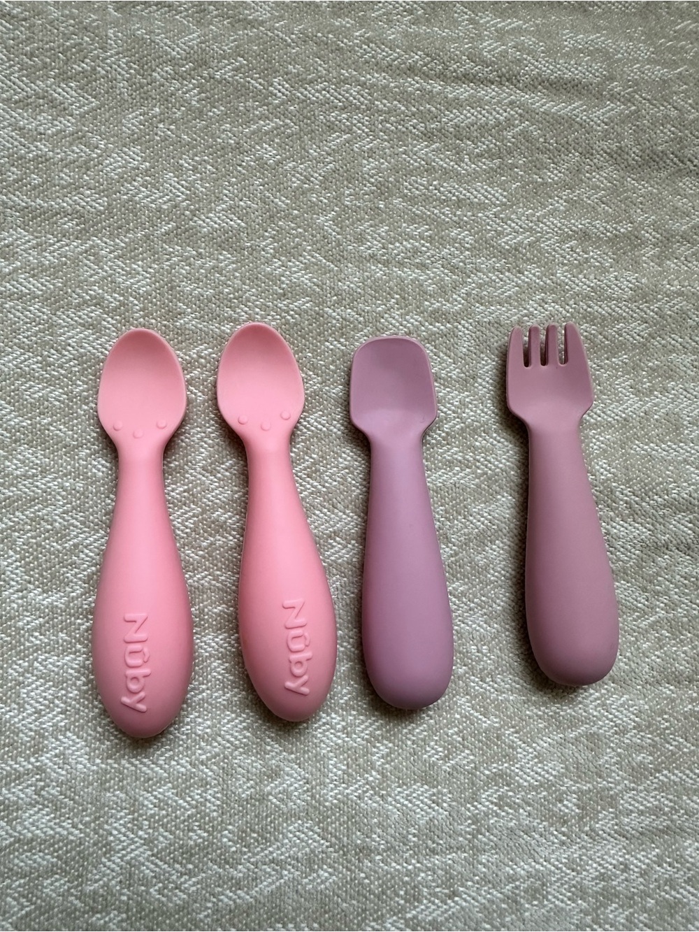 Pink & Purple Silicone Toddler Spoon and Fork Bundle